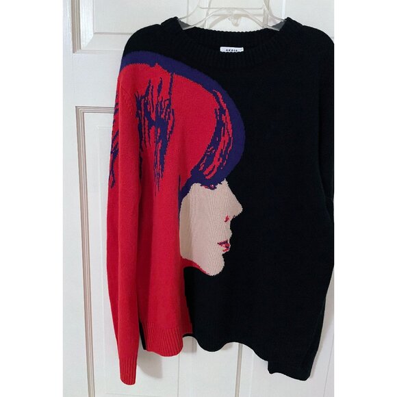 NWT Akris Punto Francoise Hardy Graphic Intarsia Face Sweater Knitwear Black 8 - Picture 7 of 9